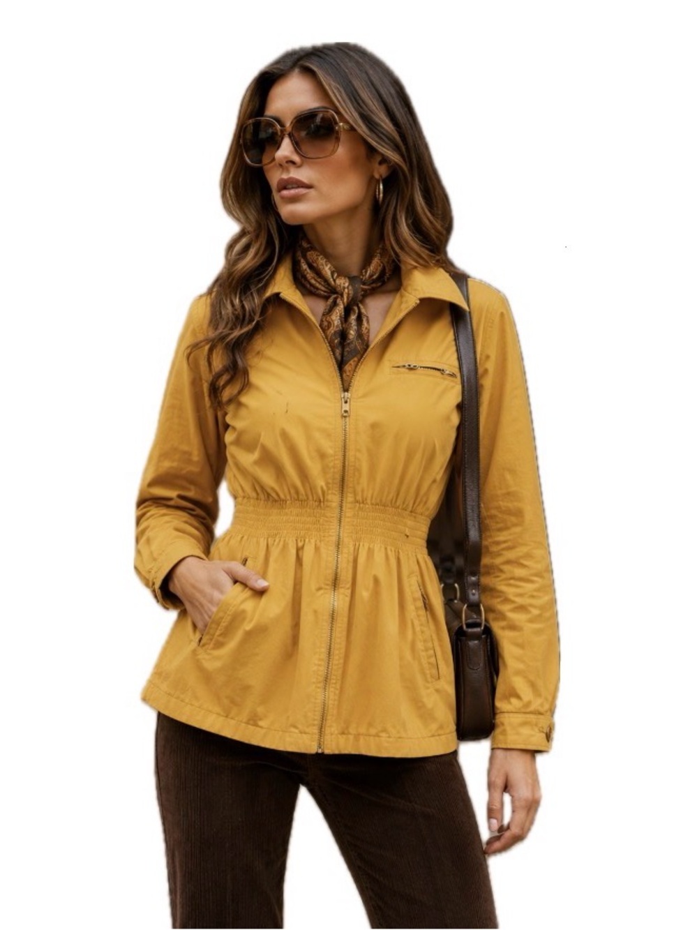 Byblos, Mustard Structured Cotton Zip Jacket Italian Designer, Size IT42 (8) EUC